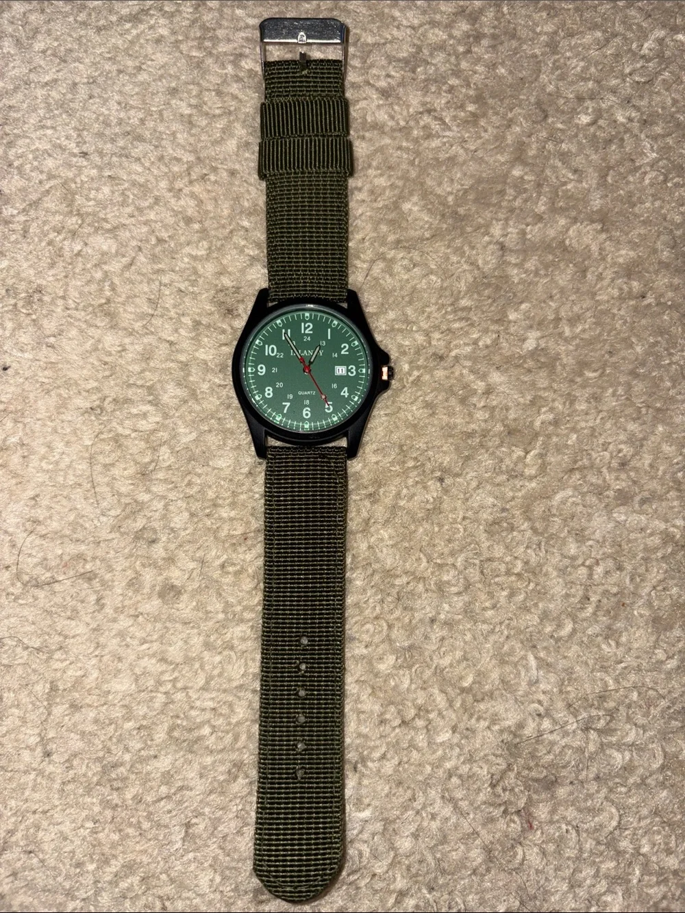 Olive Green Dial Field Watch with Green Nylon Strap